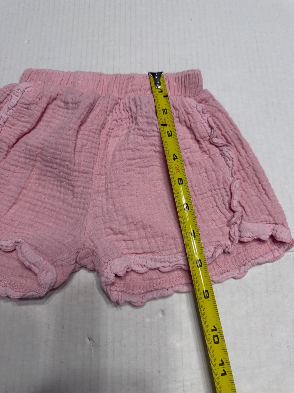 High-Waist Pink Gauze Ruffle Summer Shorts - Picture 6 of 11